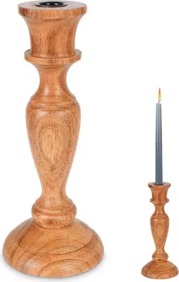 Produktbild von Vilde Kerzenhalter Kerzen-Halter Leuchter Kerzenleuchter Kerzenständer für eine lange Kerze aus Holz 25,5 cm