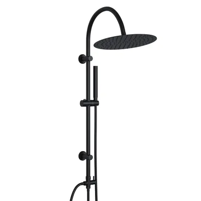 Immagine prodotto di JOHO Colonna Doccia idromassaggio Acciaio Inox Senza Miscelatore Fori Muro Regolabili Doccia Con Soffione Doccetta, asta doccia forma di U, D30cm Nero