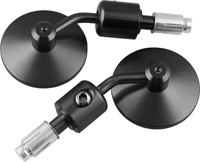 Productafbeelding van 1 paar achteruitkijkspiegels voor motorfiets, rond, met bevestiging voor stuur, geschikt voor Honda, Kawasaki, zwart