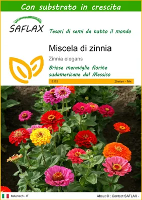 Immagine prodotto di SAFLAX - Miscela di zinnia - 50 semi - Con substrato - Zinnia