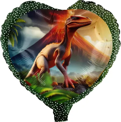 Produktbild von Folienballon Dino Herz bunt 19 x 13,5 cm
