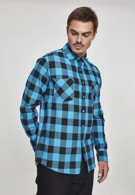 Produktbild von Herrenhemd URBAN CLASSICS TB297 SCHWARZ/TÜRKIS Größe: M