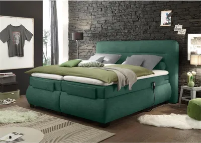 Produktbild von Boxspringbett 180x200 cm elektrisch verstellbar EDIRNE-09 in Uran 21 grün