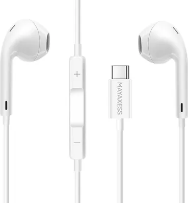Image de Mayaxess, écouteurs intra-auriculaires USB-C avec micro pour iPhone 17 Pro Max, blanc