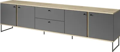 Produktbild von Lowboard >Kandoo< in Anthrazit / Evoke Oak Nachbildung - 225x59x38 (BxHxT)