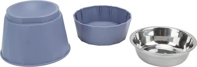 Produktbild von Katzen-Edelstahlnapf, erhöhter Halsschutz, robust, doppelt, für Katzen, Hunde, Blau