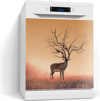 Produktbild von DEQORI Magnetmatte Spülmaschine beschreibbar 60x60 cm 'Zauberwaldhirsch' Magnetfolie