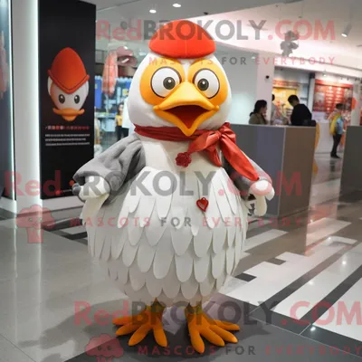 Produktbild von Huhn REDBROKOLY Maskottchen Kostüm Charakter gekleidet mit einem Tellerrock und Beanies