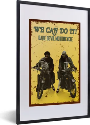 Produktbild von MuchoWow® MuchoWow® Gerahmtes Poster Motorrad - Oldtimer - Frauen - Zitat 40x60 cm - Poster mit zchwarzem Bilderrahmen - Poster in Rahmen