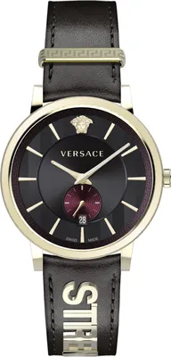 Produktbild von Versace VBQ050017 V-Circle schwarz gold rot Leder Herren Uhr NEU