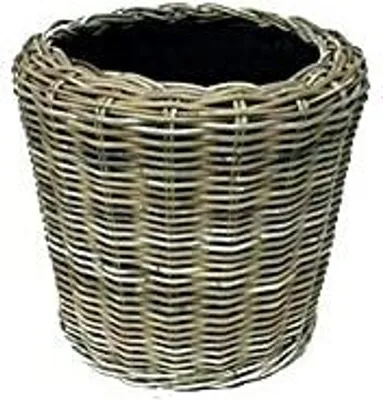 Immagine prodotto di Cesto per piante in rattan rotondo - Beige grigio - Cesto in vimini con inserto per esterni