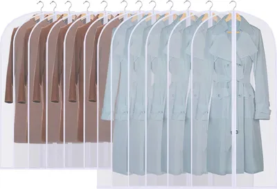 Produktbild von GoMaihe 12 Stück Kleidersack Anzug Lange, 60 x 120/100cm Rand Transparent Anzugtasche Kleidersäcke, Kleiderhülle Anzugsack Abendkleid Brautkleid Mäntel Hemden Mottenschutz Wasserdicht, MEHRWEG