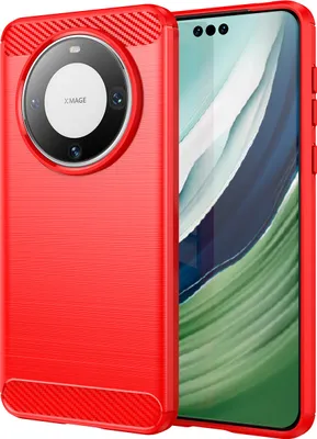 Produktbild von Hülle für Huawei Mate 60 Pro Carbon-Faser Weich TPU Silikon Stoßfest Handyhülle Rot