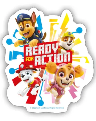 Produktbild von Spreadshirt Paw Patrol Ready For Action Sticker Aufkleber, 10 x 10 cm, Mattweiß
