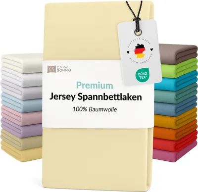 Produktbild von Mako Jersey Spannbettlaken 90x200 - 100x200 aus 100% Baumwolle Bettlaken Vanille