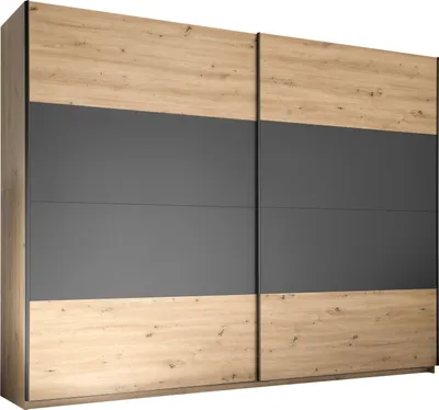 Produktbild von Schwebetürenschrank - Artisan Eiche Nachbildung - Graphitfarben - 270 x 210 cm