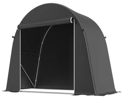 Produktbild von Profi Fahrradzelt 245x120x200 cm - Tragbare Garage aus 200g/m² PE-Gewebe wasserdicht - Mobiler Geräteschuppen mit verzinktem Metallrahmen & Rolltür, Dunkelgrau
