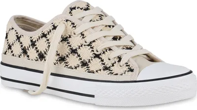 Produktbild von VAN HILL Damen Übergrößen Sneaker Low Schnürer Bequeme Spitze Schnür-Schuhe 841274, Farbe: Beige Schwarz, Größe: 43