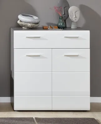 Produktbild von Schuhschrank Diele LISBOA-19 in Weiß mit Sardegna Rauchsilber, B/H/T: ca. 80/87/35 cm