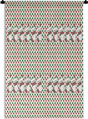 Produktbild von MuchoWow® Wandteppich Wandbehang Weihnachten - Muster - Vintage 120x180 cm Tapisserie Dekoration Wandtuch - Schlafzimmer - Dekorationen für das Haus
