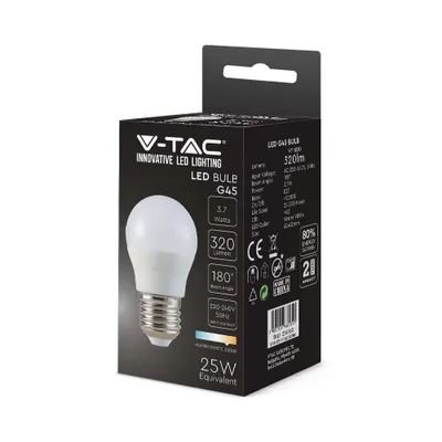Immagine prodotto di V-TAC VT-1830-N Lampadina LED 3.7W E27 180° 320LM G45 bianco caldo 3000K - SKU 214160