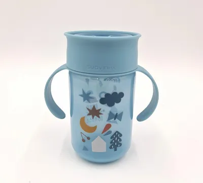 Produktbild von SUAVINEX Trinkbecher Babys mit Griffen Auslaufschutz blau 340 ml 401195; spülmaschinenfest; +12 Monate;