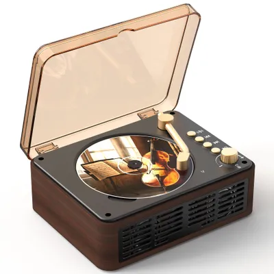 Produktbild von Bluetooth CD Player Tragbar mit Lautsprecher - Stereo Sound, Unterstützt USB/AUX Wiedergabe, Vintage Desktop CD Spieler mit Fernbedienung, Staubschutz
