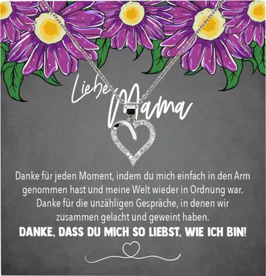 Produktbild von 22Feels Echt Silber Halskette - Liebe Mama Geschenk Geburtstag Muttertag Mutter Schmuck Set für Frauen - Herz Anhänger, Karte