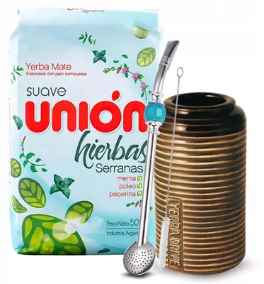 Obrázok produktu pre Štartovací set na prípravu nápoja Yerba Mate Union Hierbas Serranas + matero a bombilla