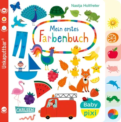 A collage of colorful illustrations of animals, objects, and text, likely for a children's book cover.