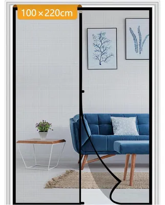 Image de Moustiquaire magnétique pour porte-fenêtre, 100x220 cm, noire, sans perçage