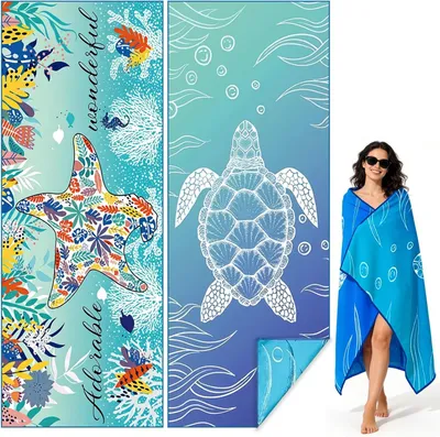 Zdjęcie produktu dla Ręcznik plażowy 180 x 90 cm, mikrofibra, szybkoschnący, bez piasku, na plażę