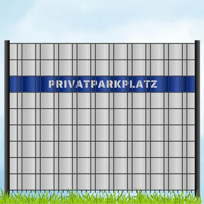 Produktbild von zaun|zu Sichtschutzstreifen mit Laser Beschriftung "PRIVATPARKPLATZ"  Doppelstab Enzianblau 2,55m