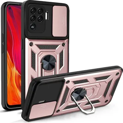 Produktbild von OPPO A94 4G Hülle mit 360° Drehbarer Magnetische Ring Ständer Halter Dia Kameraschutz TPU Bumper Silikon Schutzhülle für OPPO A94 4G Rosa
