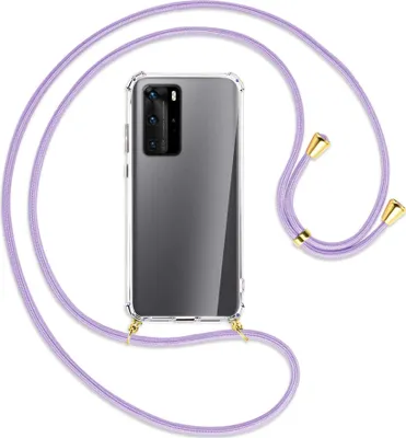 Produktbild von Handykette Backcover-Schutzhülle mit Band (Metall goldfarben) für Huawei P40 - violett