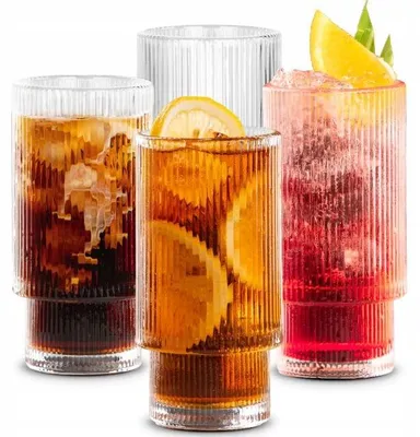 Produktbild von ECARLA SZK36 gerippte Gläser 4er Set 270ml Kaffeegläser
