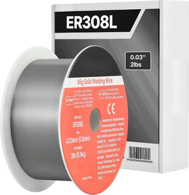 Immagine prodotto di Filo per saldatura MIG/MAG in acciaio inossidabile - ER308L Filo pieno - Diametro 0,8 mm - Bobina 0,9 kg - Filo con gas di protezione - Elevata capacità di alimentazione - Per tutte le posizioni di saldatura