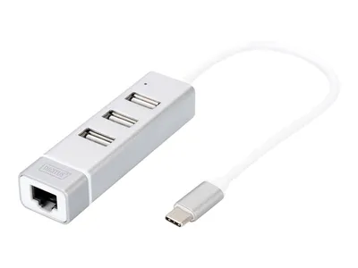 Obrázek produktu pro DIGITUS USB Type-C 3-Port Hub + Fast Ethernet LAN-Adapter