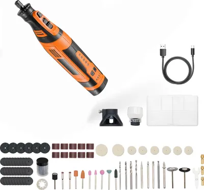 Immagine prodotto di SucceBuy Utensile multifunzione a batteria da 136 pezzi, mini utensile rotante portatile DC8V, 5 velocità 5000-30000 giri/min, ideale per incidere, levigare, lucidare, intagliare, tagliare e progetti di bricolage