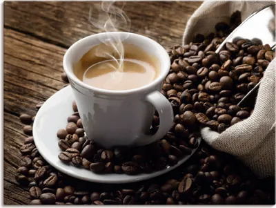 Produktbild von ARTland Leinwandbild Heißer Kaffee - dampfender Kaffee Größe: 60x45 cm