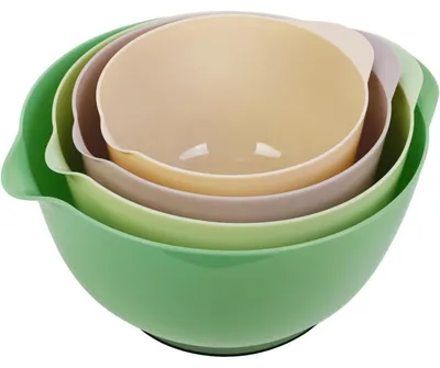 Produktbild von Rührschüssel-Set 4-teilig Kunststoff Salbei stapelbar rutschfest 1.6L-4.3L