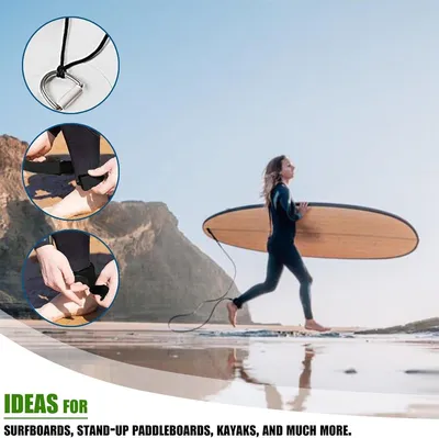 Verstellbare SUP-Leash 7mm mit schneller Freigabe für Paddleboarding und Wassersport, Sicherheitsgurt für Surfboard und
