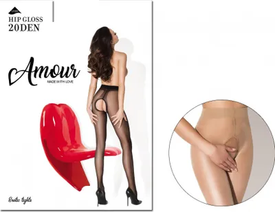 Produktbild von Beige Damenstrumpfhose mit glänzendem Schrittloch 5-6 Beige