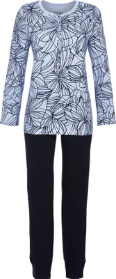 Produktbild von Pyjama mit Abstraktdessin und Knopfleiste : Farbe: ciel Größe: 52