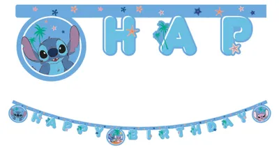 Immagine prodotto di Ghirlanda per feste Stitch e Angel - Buon compleanno - 200 cm