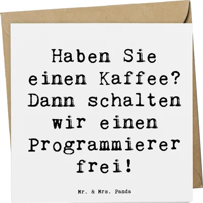 Produktbild von Mr. & Mrs. Panda Grußkarte Spruch Programmierer Kaffeezeit - Weiß - Geschenk, Softwareentwicklung, Konzentration, Programmiersprachen, faltkarte, Arbeitstempo, Beruf