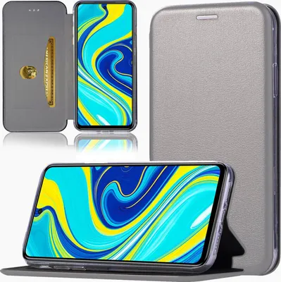 Produktbild von Handy Schutz Hülle für Xiaomi Redmi Note 9s / Redmi Note 9 Pro Handytasche mit Magnetdeckel Kartenfach und Standfunktion Klapphülle Grau
