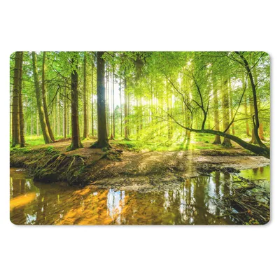 Produktbild von MuchoWow® Schreibtischunterlage Wald - Landschaft - Wasser - Bäume - Sonne - Grün - Natur 60x40 cm - XXL Mauspad - Großes Mauspad