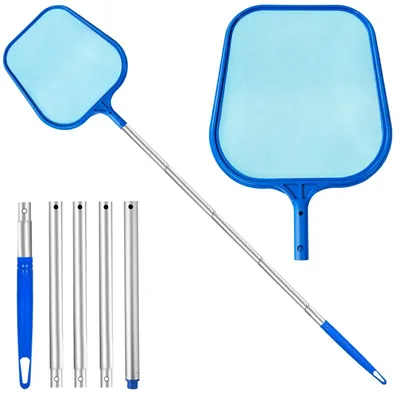 Imagen del producto de Red de pesca para estanques con vara telescópica, malla fina, de 66 a 163 cm, para la limpieza de piscinas