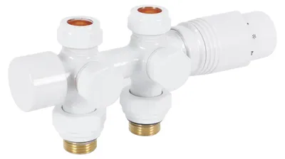 Obrázek produktu pro Vícebloková radiátorová armatura s termostatem, mosazná, chromovaná